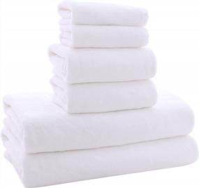 img 4 attached to MOONQUEEN Ultra Soft Towel Set - Quick Drying - 2 Bath Towels 2 Hand Towels 2 Washcloths - Microfiber Coral Velvet Highly Absorbent Towel For Bath Fitness, Sports, Yoga, Travel (White, 6 Pieces)