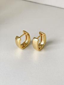 img 2 attached to Chic And Hypoallergenic Huggie Hoop Earrings For Women - Qitian Gold Plated Cuff Square Huggies For Girls
