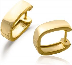 img 4 attached to Шикарные и гипоаллергенные серьги-кольца Huggie для женщин - Qitian Gold Plated Cuff Square Huggies For Girls