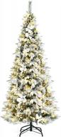 goplus 6ft artificial white christmas tree, pre-lit snow flocked pencil xmas tree w/ 471 tips, 250 led lights, 100% new pe & pvc, pre-decorated ornaments, fake snow pine tree for home, office logo