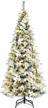 goplus 6ft artificial white christmas tree, pre-lit snow flocked pencil xmas tree w/ 471 tips, 250 led lights, 100% new pe & pvc, pre-decorated ornaments, fake snow pine tree for home, office logo