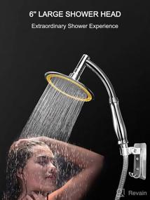 img 4 attached to 💦 Ultimate High Pressure Shower Head Set: 6 Inch Detachable Head with Holder, Powerful Spray &amp; Stainless Steel Hose - Say Goodbye to Low Water Pressure