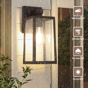 img 3 attached to MAXvolador Outdoor Wall Lantern, Exterior Waterproof Wall Sconce Light Fixture, Dark Chocolate Anti-Rust Wall Light With Clear Glass Shade, E26 Socket Wall Mount Lamp For Porch(Bulb Not Included)