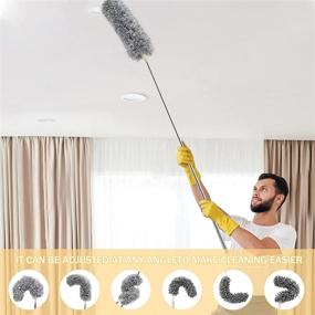 img 2 attached to 🧹 BLUEELF 4 PCS Microfiber Feather Dusters with Stainless Steel Extension Pole - Ultimate Cleaning Tools for Ceiling Fans, Gap, Blinds, Furniture, Cars (100'' Extra Long Duster)