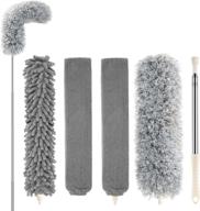 🧹 blueelf 4 pcs microfiber feather dusters with stainless steel extension pole - ultimate cleaning tools for ceiling fans, gap, blinds, furniture, cars (100'' extra long duster) logo