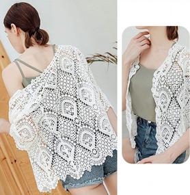 img 1 attached to Stylish Women'S Floral Lace Cardigan: Perfect Beach Cover-Up With Half Sleeves