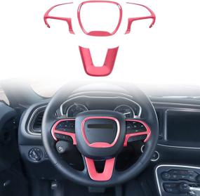 img 4 attached to 🚗 Voodonala Pink Steering Wheel Cover Trim for Dodge Challenger Charger 2015-2022