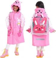 stay dry in style: cartoon rain poncho with school bag cover for kids 6-13 years old logo