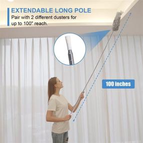 img 3 attached to 🧹 OOSOFITT Extendable Dusters for Cleaning (4pcs) – Ceiling Fan Duster with 100" Extension Pole, Long Microfiber Feather Duster for High Ceilings/Fans – Washable & Reusable Cobweb Duster Kit
