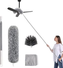 img 4 attached to 🧹 OOSOFITT Extendable Dusters for Cleaning (4pcs) – Ceiling Fan Duster with 100" Extension Pole, Long Microfiber Feather Duster for High Ceilings/Fans – Washable & Reusable Cobweb Duster Kit