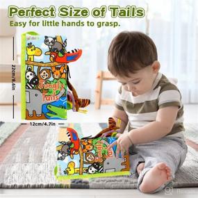img 2 attached to 📚 Baby Soft Books 6-12 Months, Sensory Toys for Infants 0-6 Months, Crinkle Book for Early Baby Development, Touch and Feel Jungly Tails Cloth Book, Best Baby Gift 3-12 Months, Girl Boy