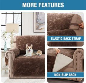 img 1 attached to Premium Velvet Waterproof Sofa Slipcover With Classic Flower Pattern - Non-Slip Protector For Pets And Dogs - Fits Sofas Up To 72 Inches Wide (Large Sofa, Chocolate)