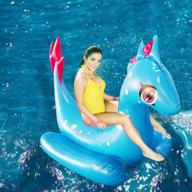 jumbo inflatable dinosaur pool float: ride on chair raft for adults! logo