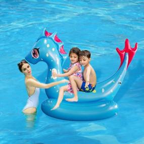 img 2 attached to Jumbo Inflatable Dinosaur Pool Float: Ride On Chair Raft For Adults!
