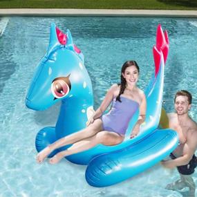 img 3 attached to Jumbo Inflatable Dinosaur Pool Float: Ride On Chair Raft For Adults!