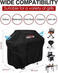 img 2 attached to Kikcoin Grill Covers Heavy Duty Waterproof, 58 Inch BBQ Cover, Barbecue Burner Grill Cover,600D, Suitable For Char-Broil, Weber, Brinkmann, Nexgrill,Grills And More,UV & Rip & Fade Resistant, Black