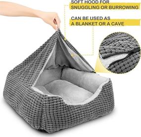 img 2 attached to GASUR Dog Beds for Small, Medium, and Large Dogs - Rectangle Cave Hooded Blanket Puppy Bed, Luxury Anti-Anxiety Orthopedic Cat Beds for Indoor Cats - Warmth, Machine Washable (25 inches, Grey)