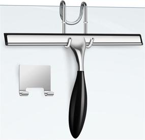 img 4 attached to 🚿 Эффективный набор для мытья душа Tmacyao (12-дюймовый) для стеклянных дверей, зеркал и окон - нержавеющая сталь с удобным крючком для двери - идеальный для ухода за ванной комнатой.