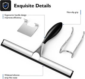 img 2 attached to 🚿 Efficient Tmacyao Shower Squeegee Set (12-Inch) for Glass Doors, Mirrors, and Windows - Stainless Steel with Handy Door Hook - Ideal for Bathroom Maintenance