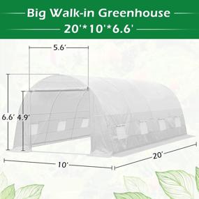 img 1 attached to YOLENY 20' X 10' X 7' Greenhouse: Large Portable Walking Tunnel Tent For Gardening & Plant Hot House - White