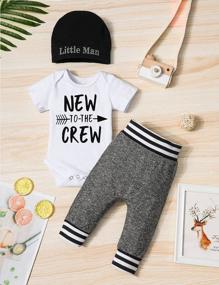 img 1 attached to Adorable Newborn Baby Boy Outfit - New To The Crew Letter Print Romper, Pants, And Hat 3PCS Set From Fommy