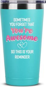 img 4 attached to Inspirational Gifts For Women – "Sometimes You Forget You'Re Awesome" Mint Tumbler – Cute Thank You Gift Ideas For Coworkers Bosses Day - Thoughtful Motivational Gifts For Best Friend Women - 16 Oz