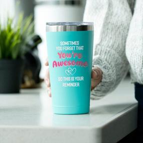 img 2 attached to Inspirational Gifts For Women – "Sometimes You Forget You'Re Awesome" Mint Tumbler – Cute Thank You Gift Ideas For Coworkers Bosses Day - Thoughtful Motivational Gifts For Best Friend Women - 16 Oz