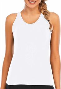 img 3 attached to Gardenwed-Workout-Tank-Tops-For-Women-With-Built-In-Bra-Yoga-Shirts Activewear Racerback Criss Cross Athletic Running Top