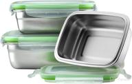 klee set of 3 food storage containers: airtight stainless steel 🍱 lunch boxes for kitchen, school, office & travel - 12oz, 19oz, 28oz логотип