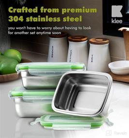 img 1 attached to Klee Set of 3 Food Storage Containers: Airtight Stainless Steel 🍱 Lunch Boxes for Kitchen, School, Office & Travel - 12oz, 19oz, 28oz