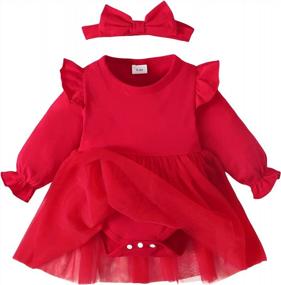 img 4 attached to Adorable Baby Girl Romper Dress With Tutu And Ruffle Sleeves - Perfect For Fall!