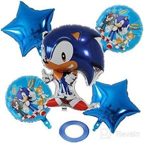 img 3 attached to 🎈 Superhero-themed Baby Shower Balloon Decoration Set - 5pcs 18inch Sonic Foil Helium Balloons - Ideal Supplies for Birthday Parties and Kids Toys