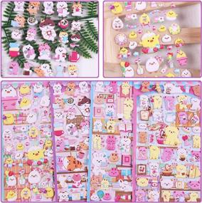 img 1 attached to 4 Sheets 3D Foam Animal Stickers For Kids - Cat, Bear, Rabbit & Chicken | Bulk Scrapbooking Birthday Gift Party Supplies Reward