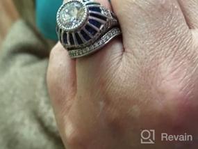 img 6 attached to Pave Set Cubic Zirconia CZ Half Eternity Обручальное кольцо для женщин из стерлингового серебра с родиевым покрытием, изогнутый дизайн, размеры 4-10 - BERRICLE