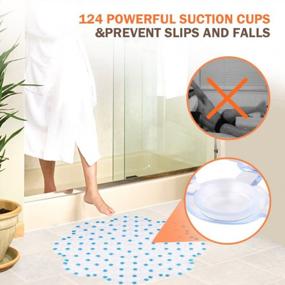 img 1 attached to Wimaha Non-Slip Bath Mat: Safe & Stylish Solution For Shower Stall & Floor, Machine Washable, Blue Plum Blossom Design (21 X 21)
