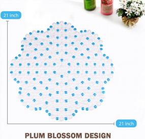 img 3 attached to Wimaha Non-Slip Bath Mat: Safe & Stylish Solution For Shower Stall & Floor, Machine Washable, Blue Plum Blossom Design (21 X 21)