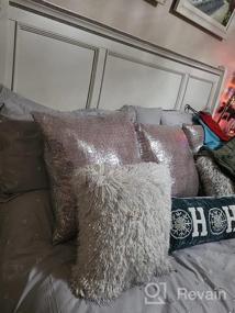 img 8 attached to Дизайнерская наволочка 12X12 с оранжевыми пайетками - Декоративные подушки ShinyBeauty для кровати и дивана