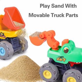 img 2 attached to IPlay, ILearn Dinosaur Truck Toys Toddler 1-3, Baby Pull Back Dino Cars, Big Dinosaur Construction Vehicle, Excavator Dump Truck, Christmas Birthday Gift For 12 18 Month 1 2 3 Year Old Kids Boys Girls