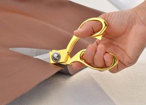 img 2 attached to Новейшее ремесло: 8-дюймовые сверхмощные золотые ножницы EZthings® Professional для изделий из кожи