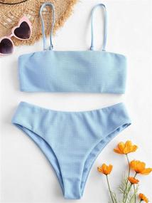 img 3 attached to ZAFUL Bandeau Removable Textured Swimsuits Women's Clothing ~ Swimsuits & Cover Ups