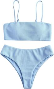 img 4 attached to ZAFUL Bandeau Removable Textured Swimsuits Women's Clothing ~ Swimsuits & Cover Ups