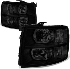 img 4 attached to 🚗 DNA Motoring Smoke Lens Headlights for 07-13 Silverado 1500 2500 3500 & HD (HL-OH-CSIL07-BK-SM-CL1)