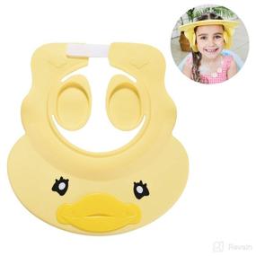img 3 attached to 👶 Ultimate Safety and Comfort: Adjustable Silicone Baby Shower Cap with Ear Protection - Yellow Duck Design