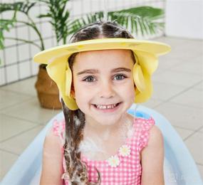 img 4 attached to 👶 Ultimate Safety and Comfort: Adjustable Silicone Baby Shower Cap with Ear Protection - Yellow Duck Design