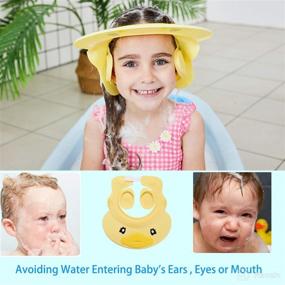 img 1 attached to 👶 Ultimate Safety and Comfort: Adjustable Silicone Baby Shower Cap with Ear Protection - Yellow Duck Design