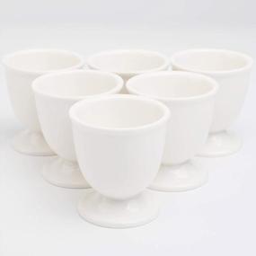 img 1 attached to Set Of 6 Ceramic Egg Cup Holders For Perfectly Soft And Hard Boiled Eggs At Breakfast And Brunch