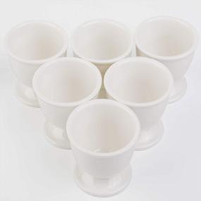 img 2 attached to Set Of 6 Ceramic Egg Cup Holders For Perfectly Soft And Hard Boiled Eggs At Breakfast And Brunch