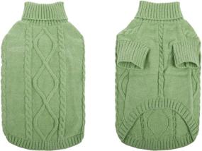 img 2 attached to 🐶 Queenmore Small Dog Pullover Sweater - Cold Weather Cable Knitwear with Classic Turtleneck - Thick Warm Clothes for Chihuahua, Bulldog, Dachshund, Pug, Yorkie - Green Color - X-Small Size