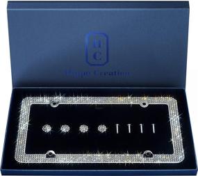 img 4 attached to 💎 Premium 4-Hole Stainless Steel Bling License Plate Frame with Gift Box - Luxury Handcrafted Clear Rhinestone Design, Anti-Theft Screw Cap - 1000+ pcs Finest 14 Facets SS20 Clear Rhinestone Crystal Included