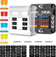 nilight 6 way blade fuse block with negative bus - 6 circuit fuse box holder with led indicator - ato/atc fuse panel & waterproof cover for 12v automotive, marine, rvs, boats, trailers - 2 years warranty логотип